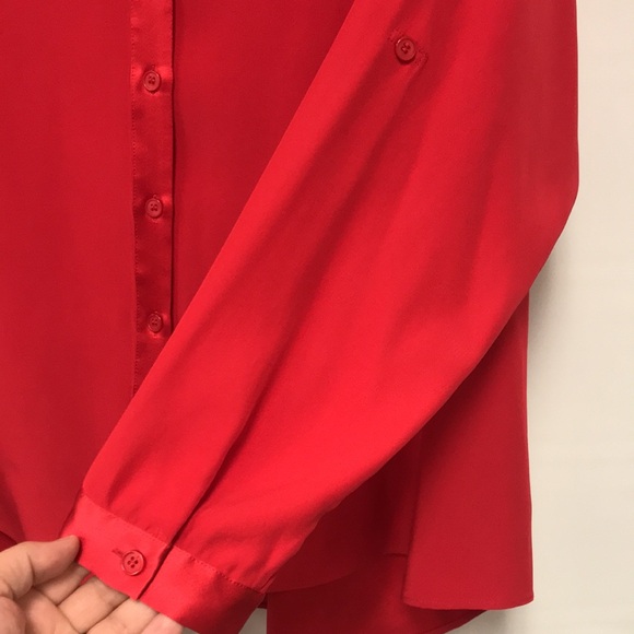 Lafayette 148 New York Red Silk Button Blouse - Picture 3 of 12